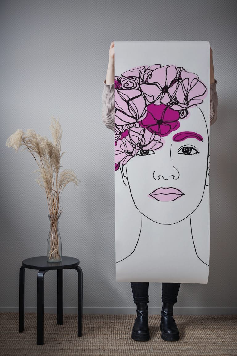 Flower Girl Line Art papel pintado roll