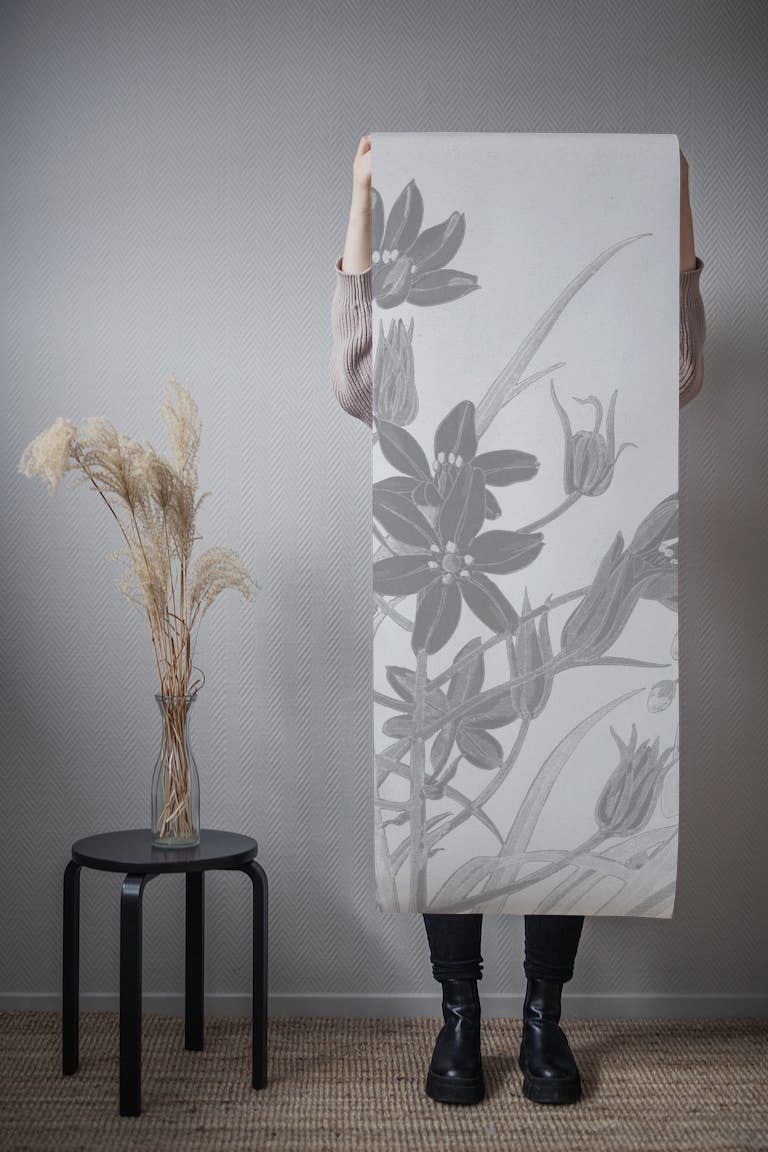 Light Grey Wild Flower Garden wallpaper roll