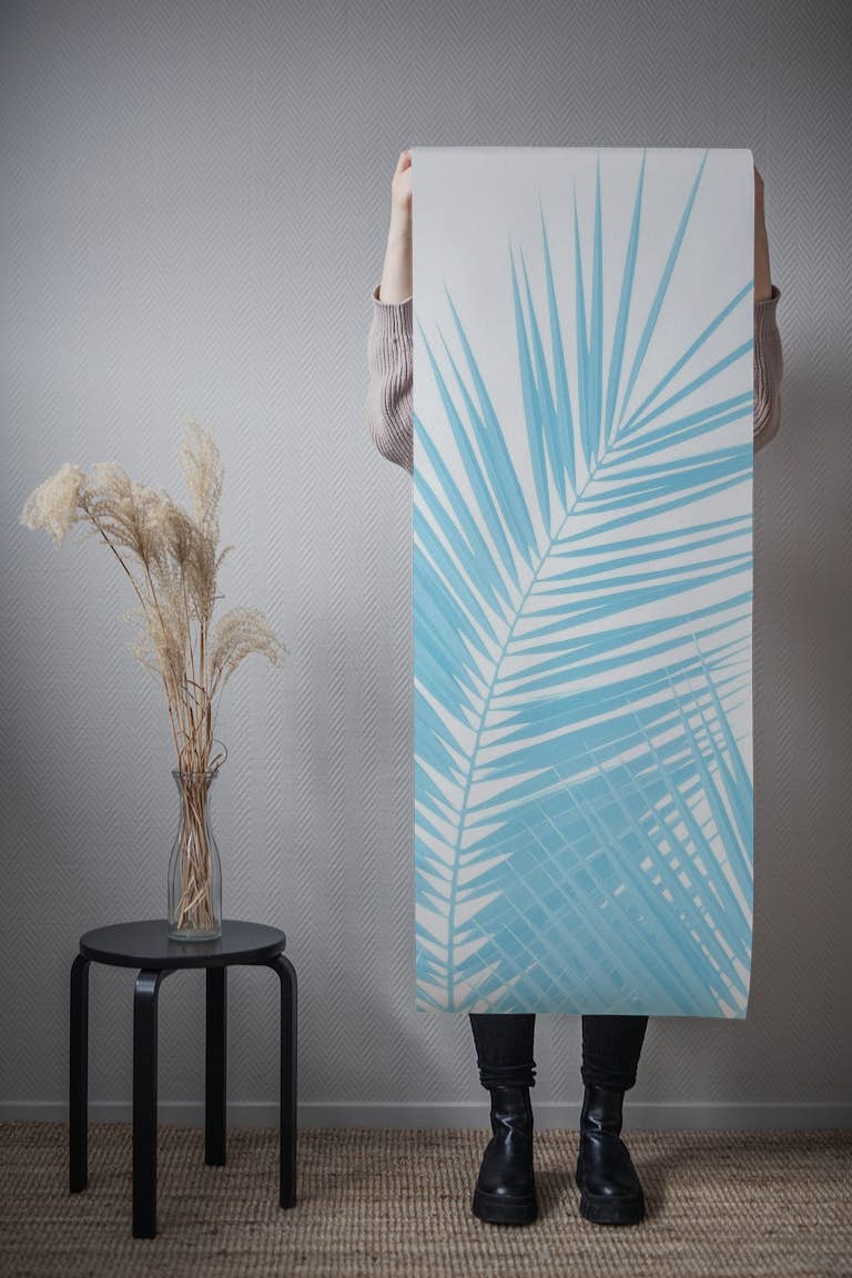 Soft Blue Palm Leaves Dream tapetit roll