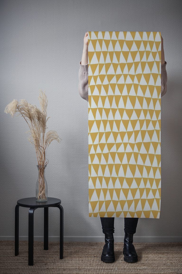 Odd Triangles yellow medium wallpaper roll