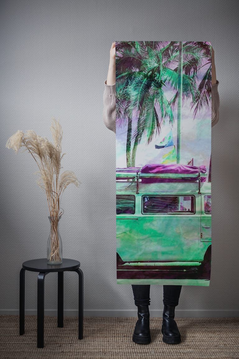Vibrant Camper Van Pop Art wallpaper roll