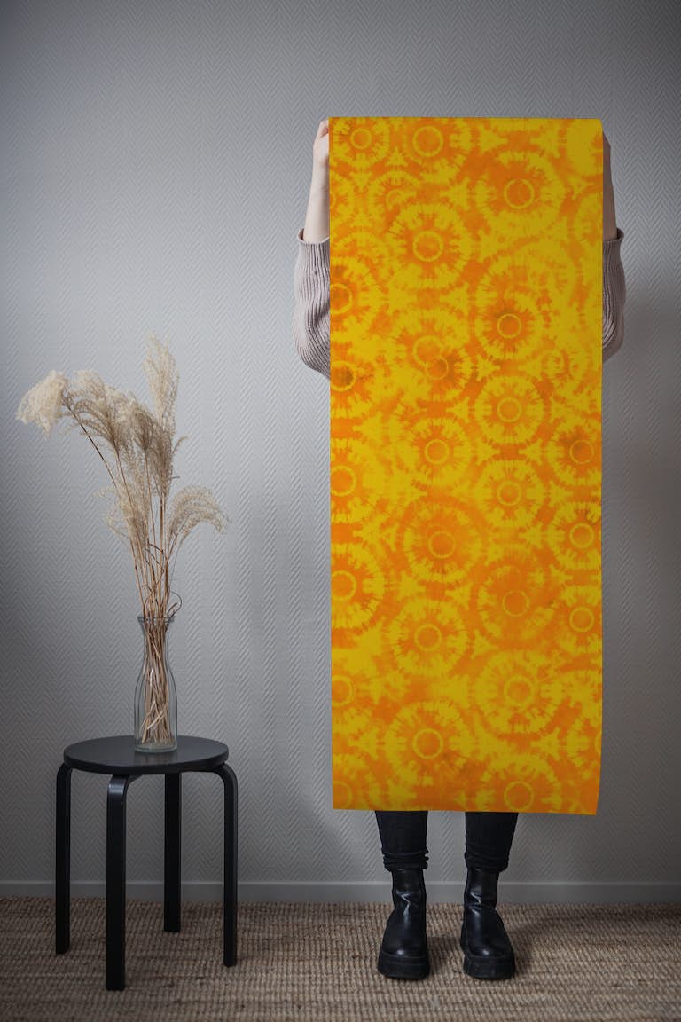 Yellow Orange Tie Dye Art tapetit roll