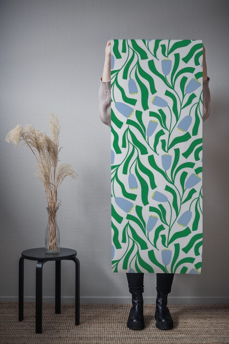 Green and Blue Bold Floral tapeta roll