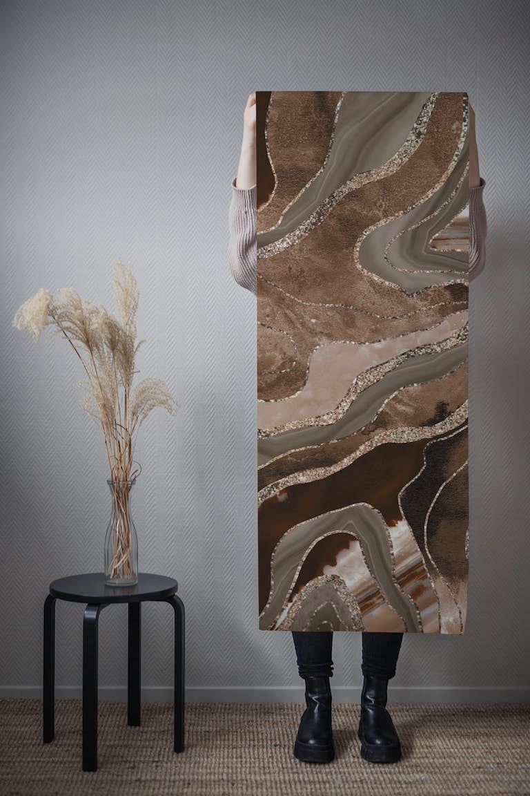 Brown Marble Agate Gold 2a wallpaper roll