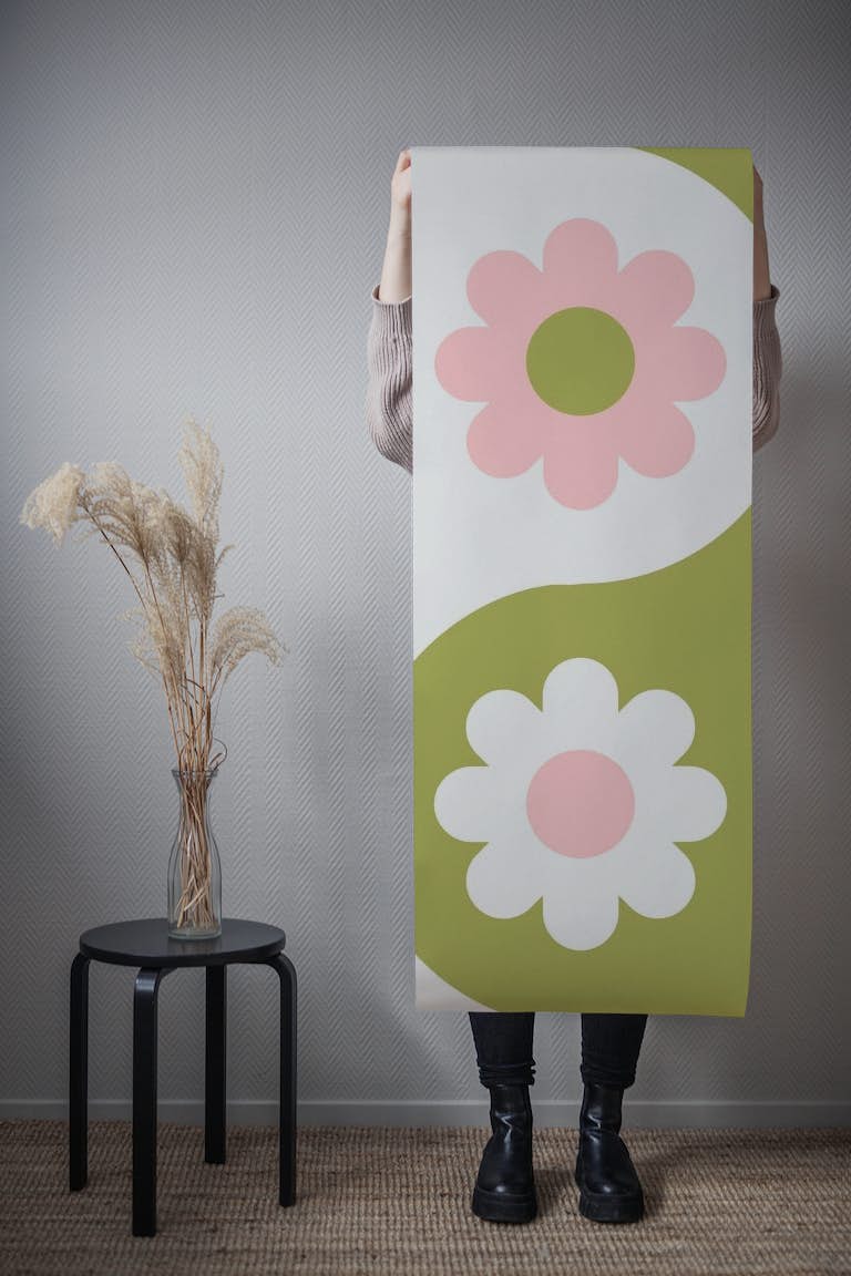 Yin Yang Flowers papel pintado roll
