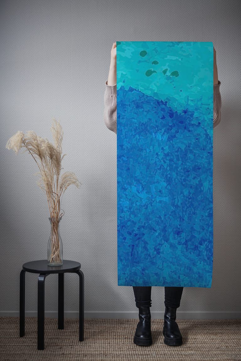 Watercolor Turquoise Indigo behang roll
