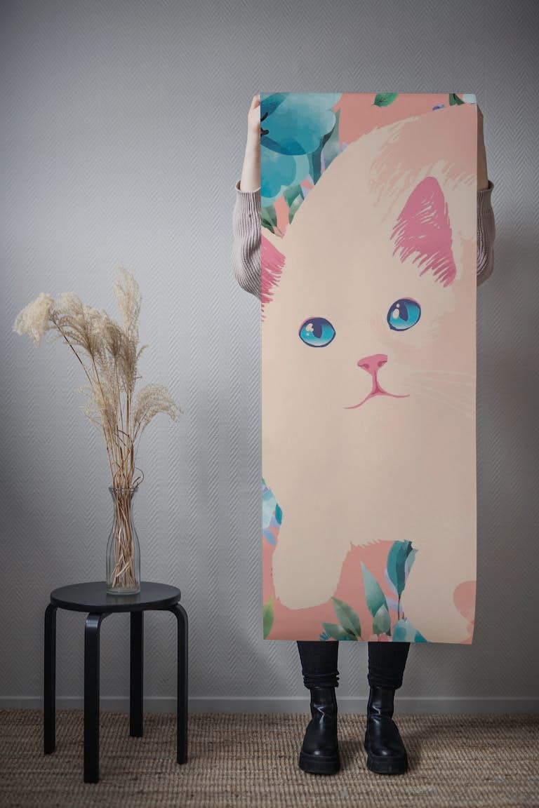 Floral Cat Garden tapety roll