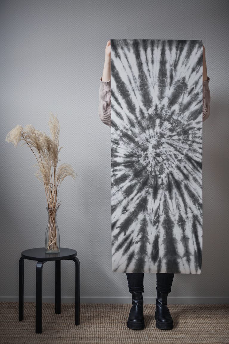 Tie dye black and white tapete roll