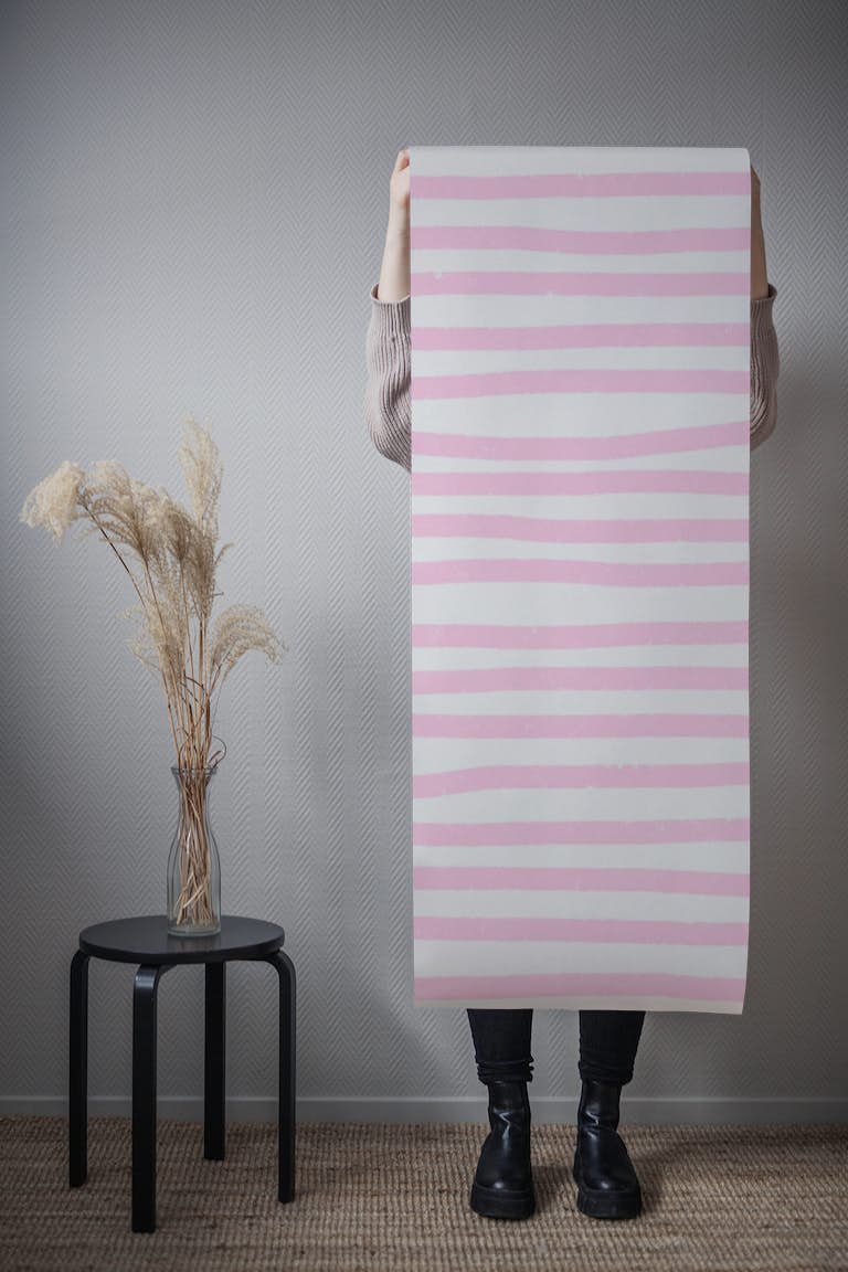 Pink Stripes Horizontal papel pintado roll