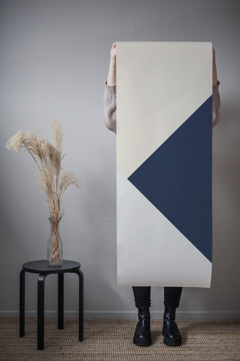 Blush Blue White Geometric 1 wallpaper roll