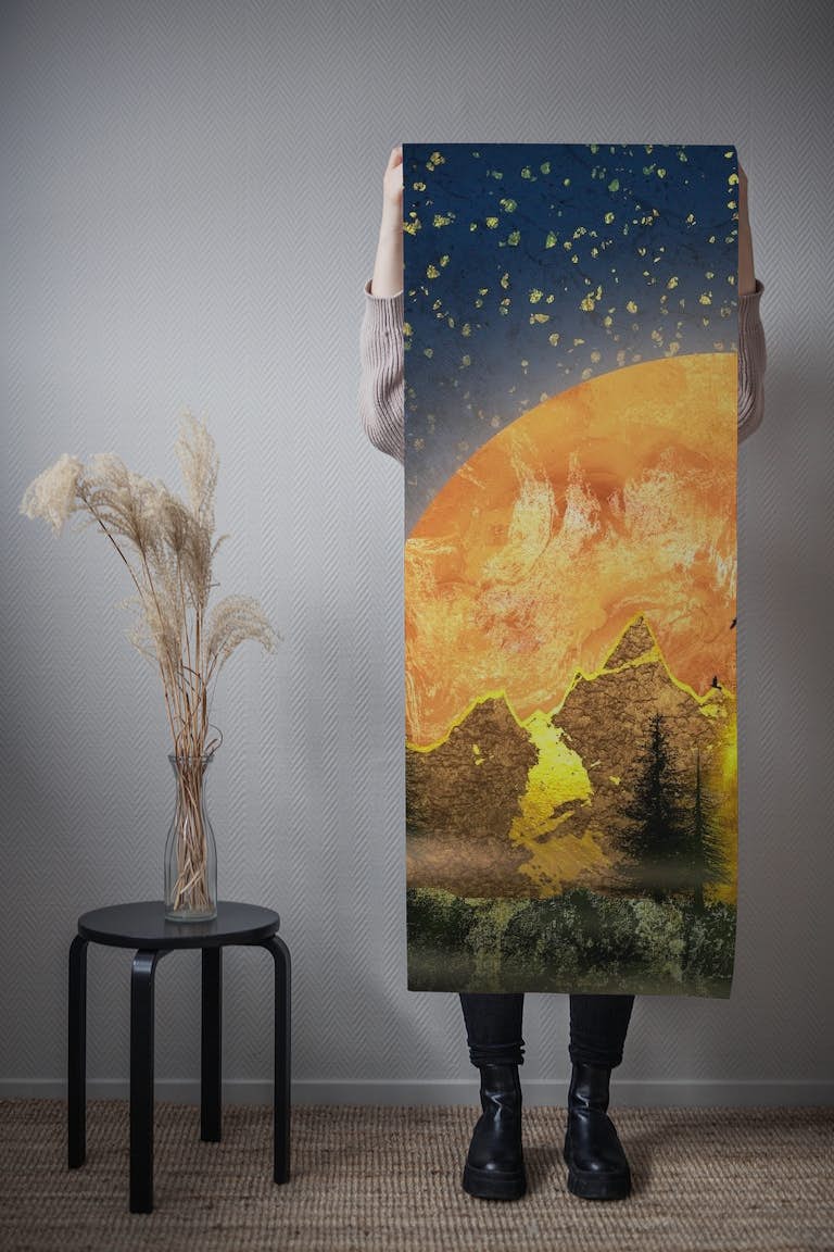 Golden enchanted forest wallpaper roll