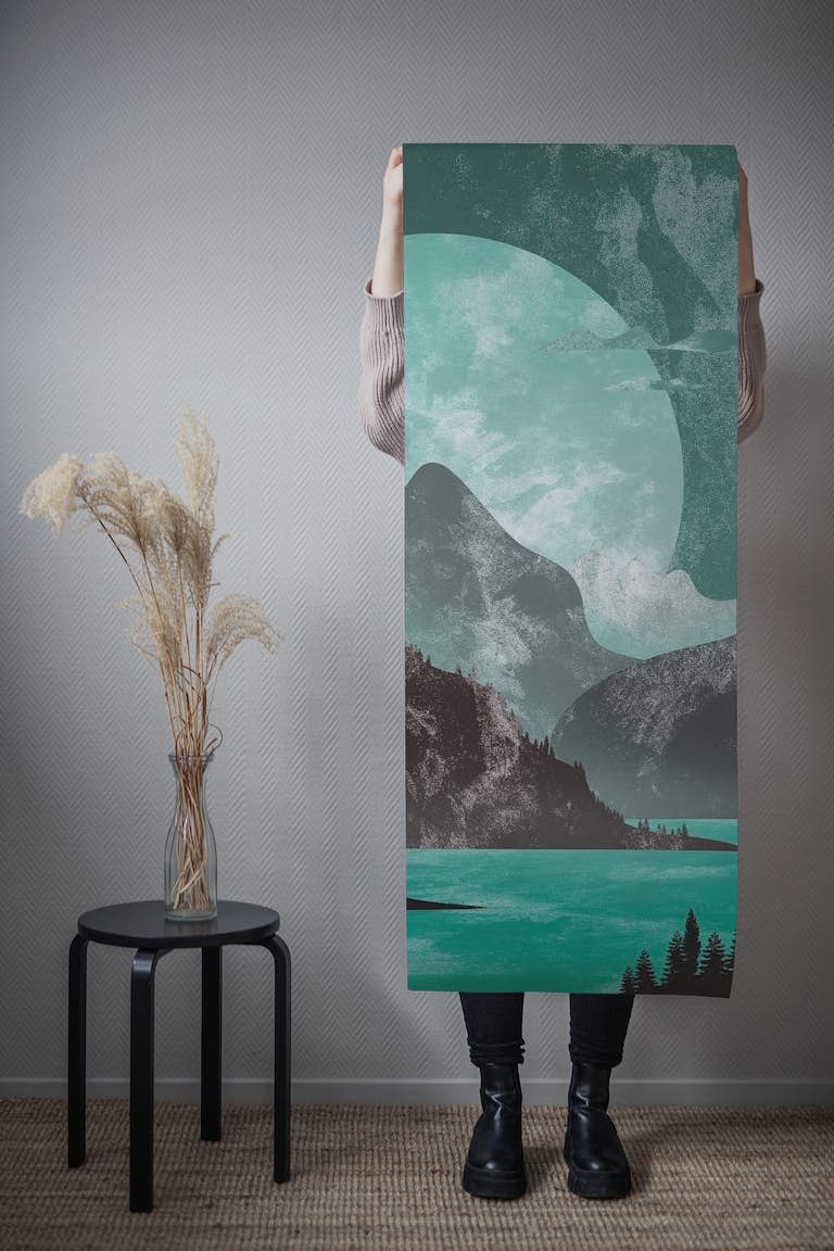 Lake between mountains papel pintado roll