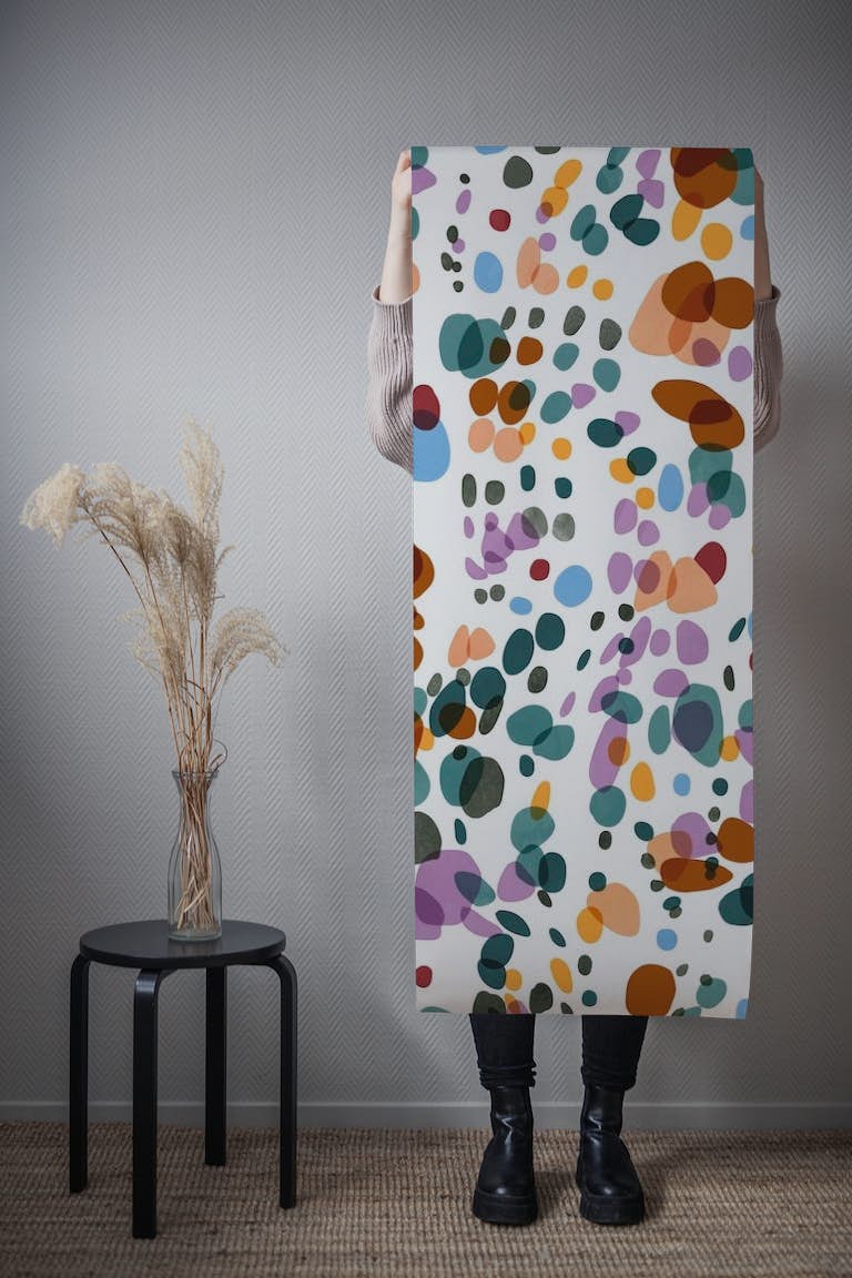 Waves dots colorful behang roll