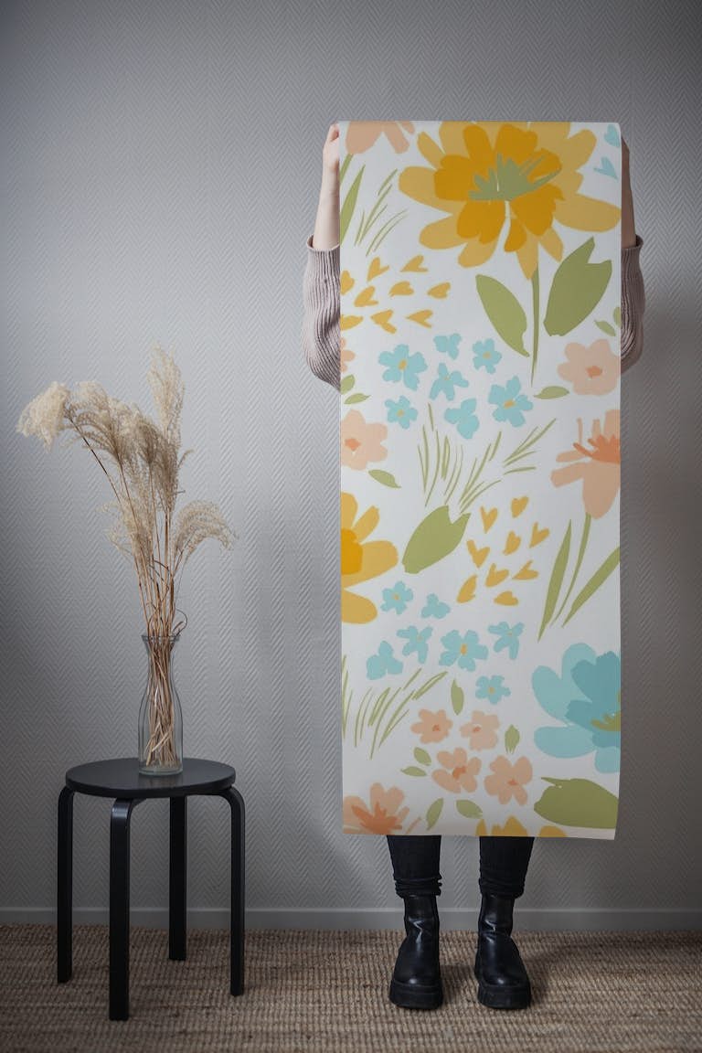 Bright floral pattern behang roll