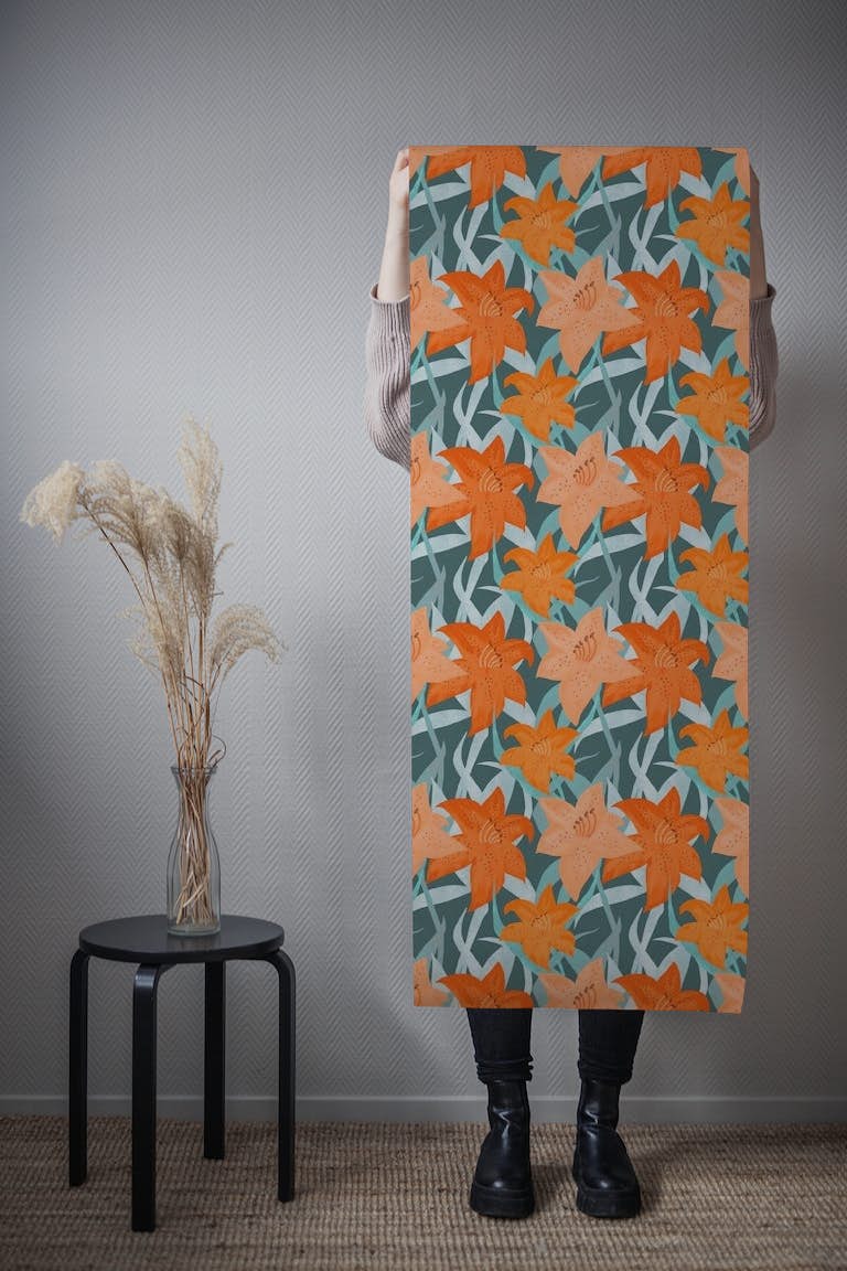 Tiger Lilies Floral Pattern tapete roll