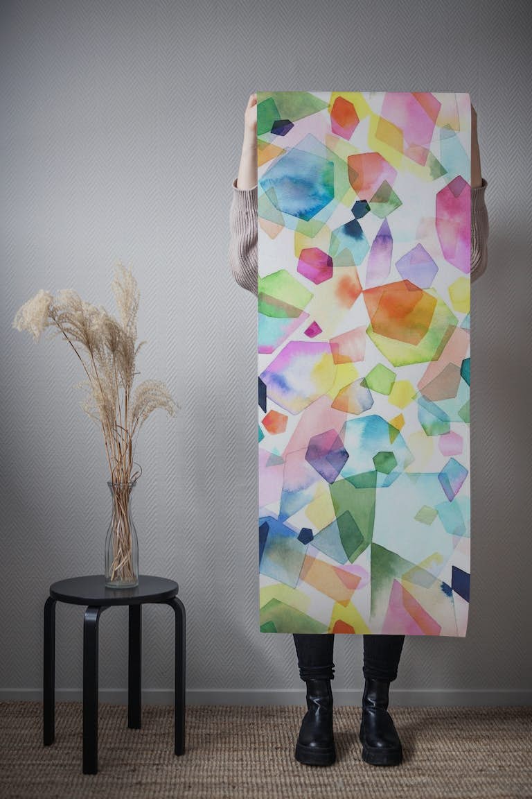 Watercolor Crystals Gems wallpaper roll