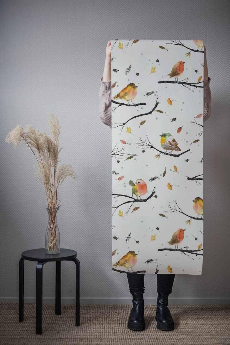 Autumn Birds Trees Branches wallpaper roll