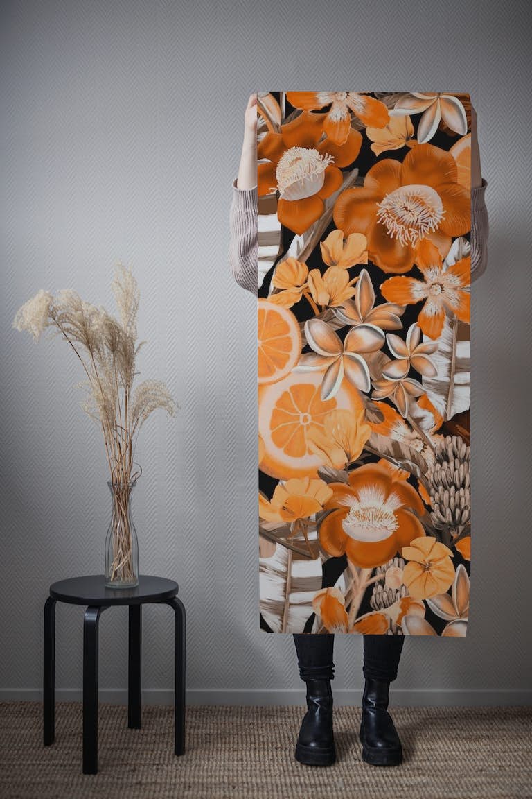Seamless Flowers and Fruits papel pintado roll