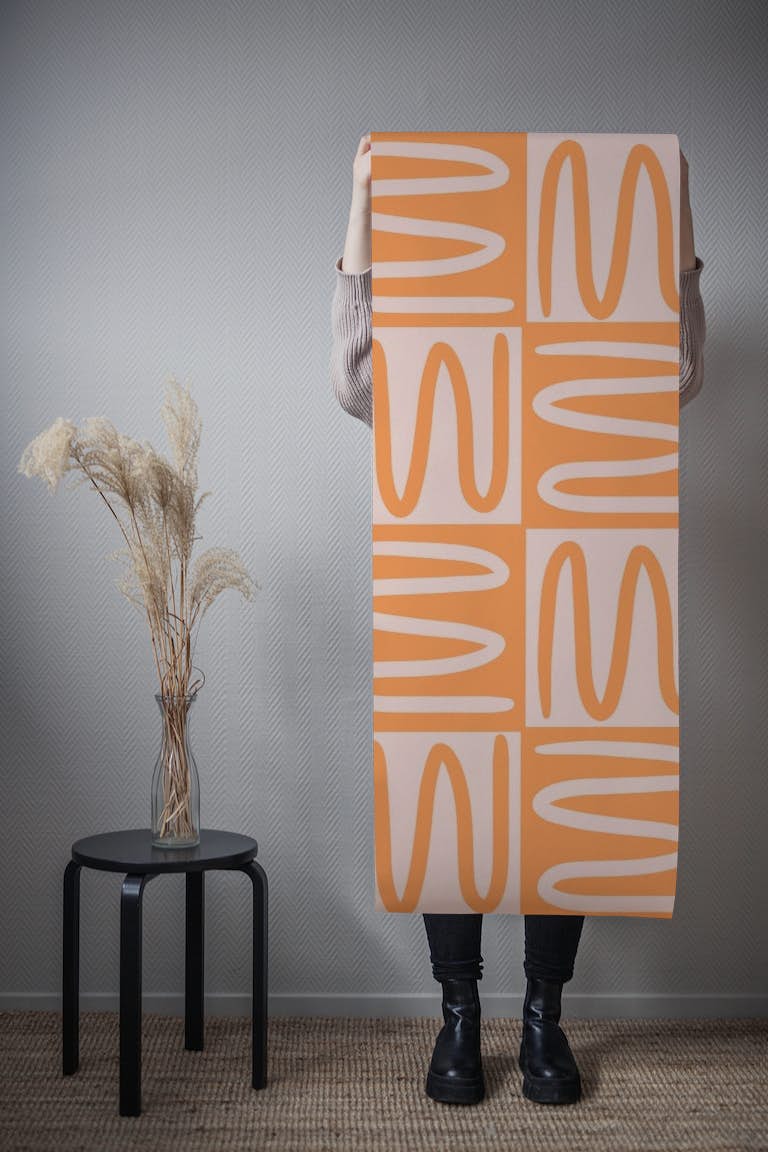 Ethnic Abstract Orange tapetit roll