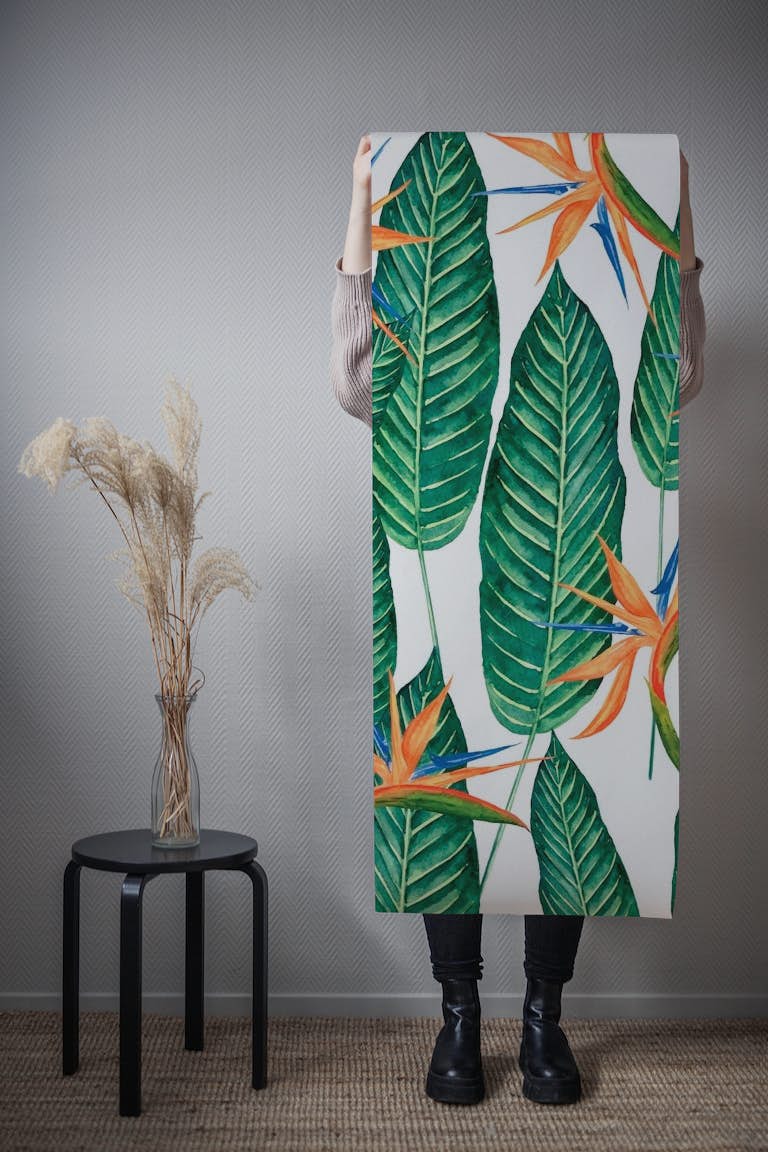 Banana Leaves And Flowers papel pintado roll