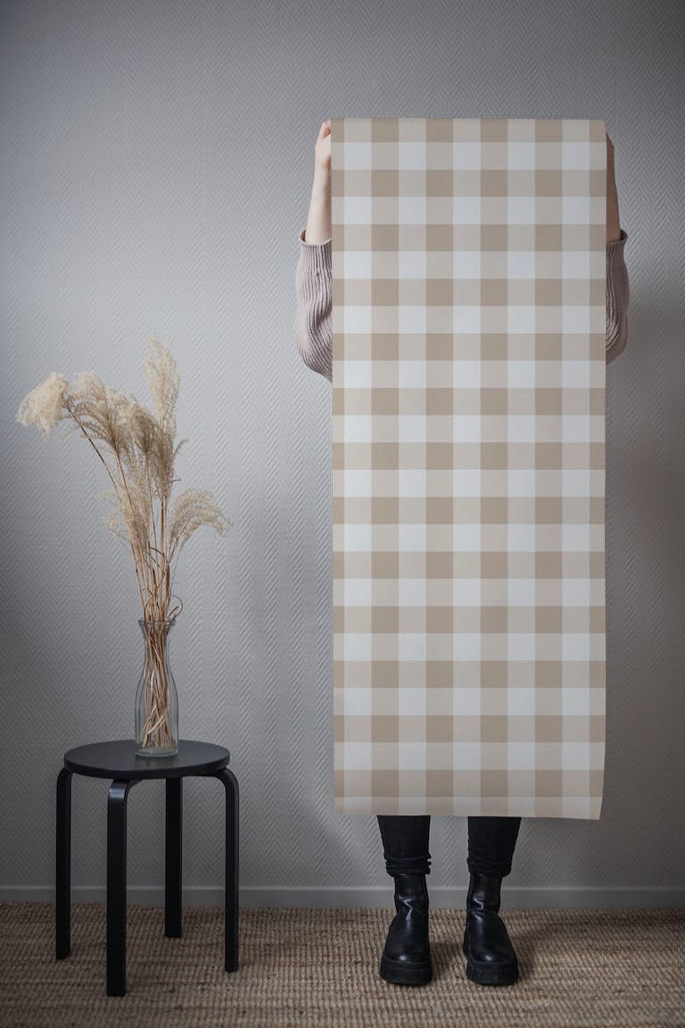 Beige Gingham ταπετσαρία roll