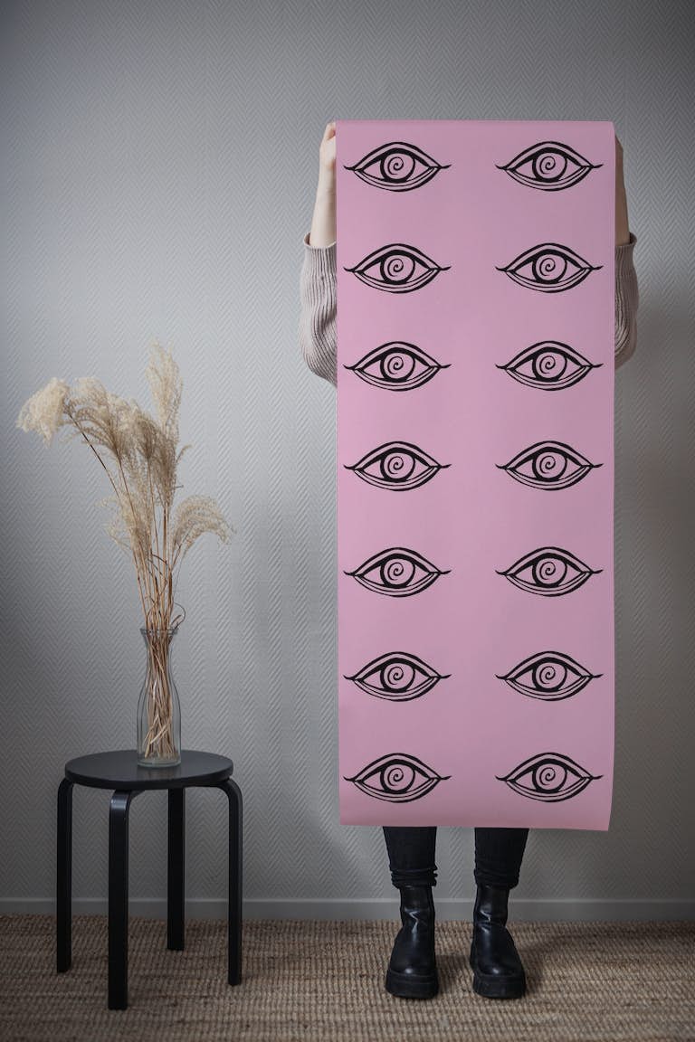 Evil Eyes Pink 1 wallpaper roll