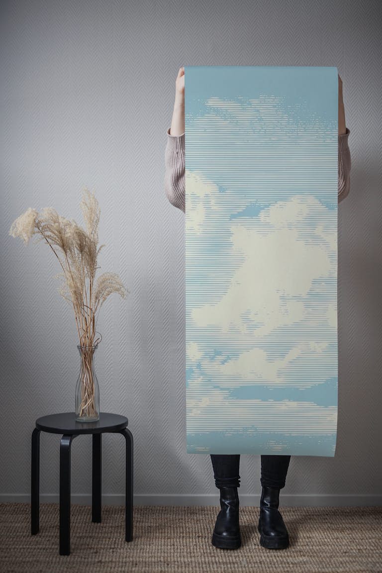 Retro clouds wallpaper roll