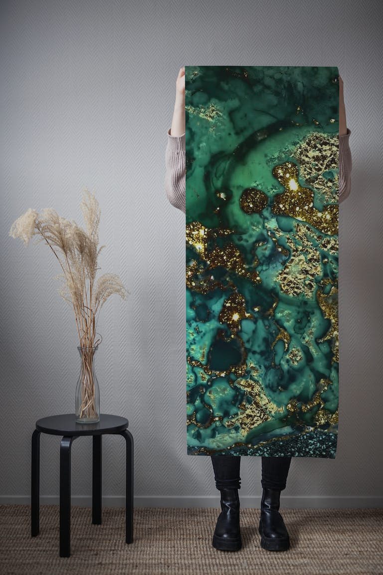 Moody Alcohol Ink Night Marble Gemstone wallpaper roll
