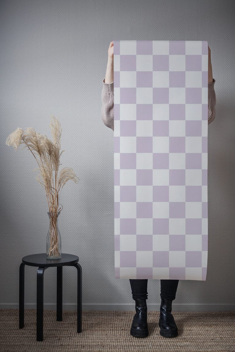 Lilac Check Pattern papel de parede roll
