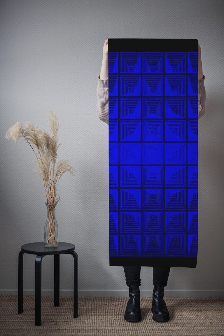 Verner Panton inspired Blue wallpaper roll
