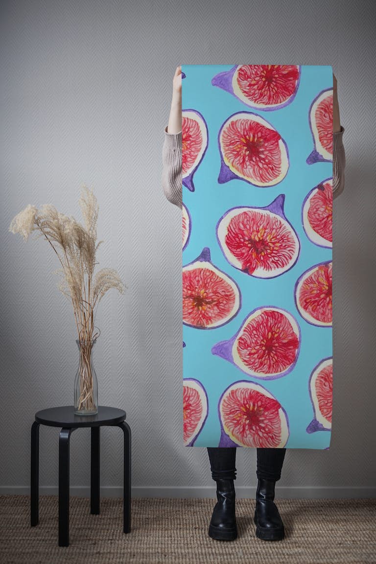 Fig slices watercolor wallpaper roll