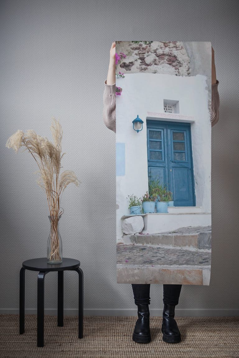 Santorini Oia Blue Door 1 papiers peint roll