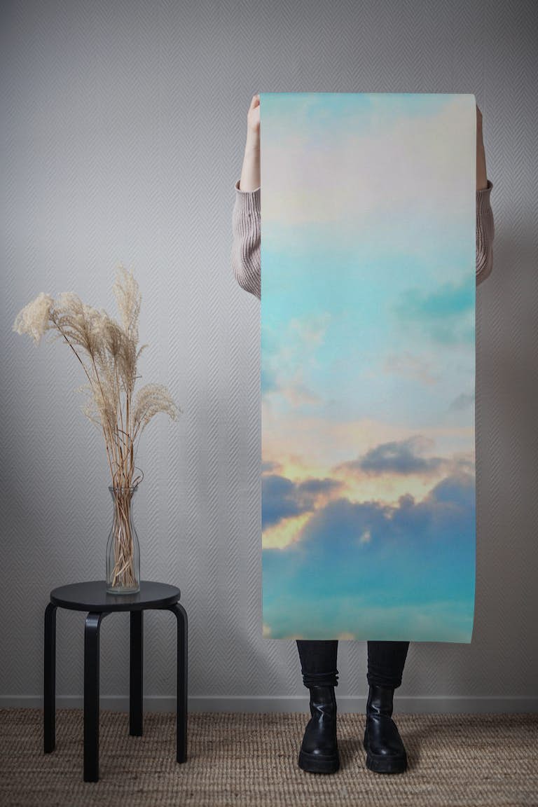 Unicorn Pastel Clouds 4a behang roll