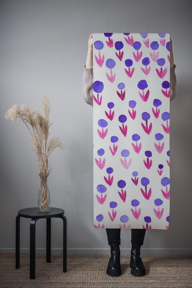 Cute tiny purple flowers wallpaper roll