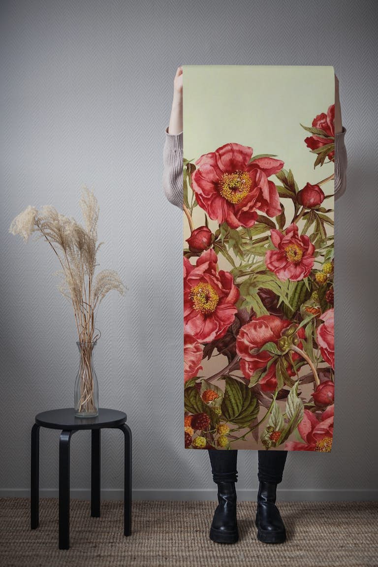 Floral bloom in blush and pink behang roll