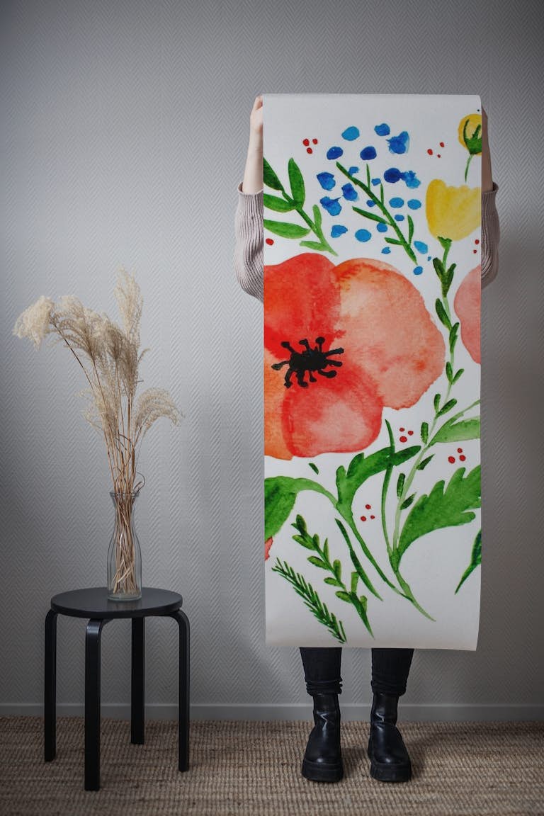 Red poppies bouquet tapeta roll