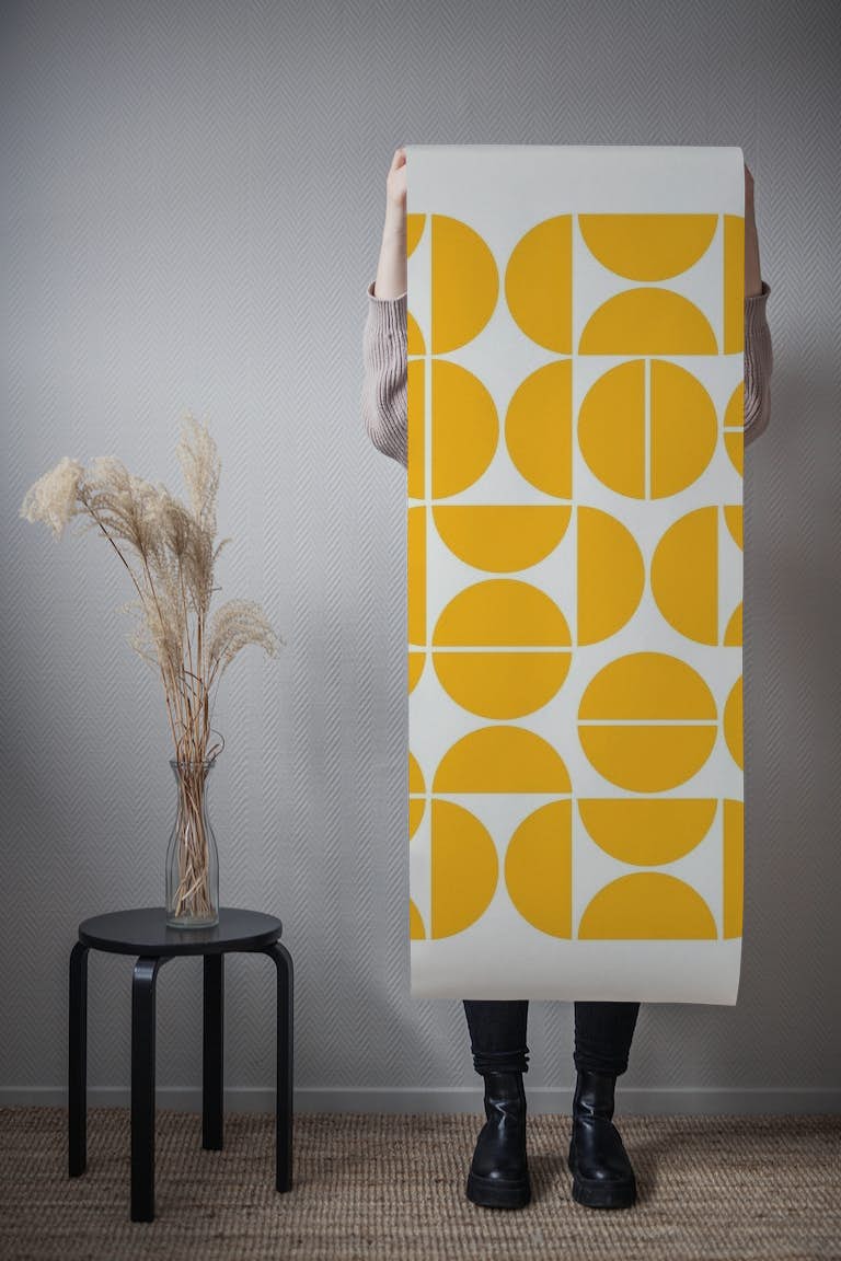 Bauhaus Pattern Yellow carta da parati roll