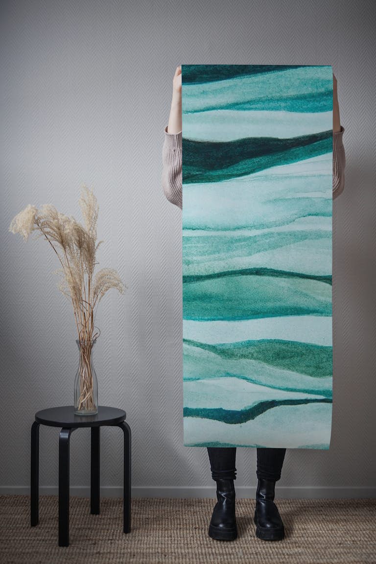 Ombre green wave tapetit roll