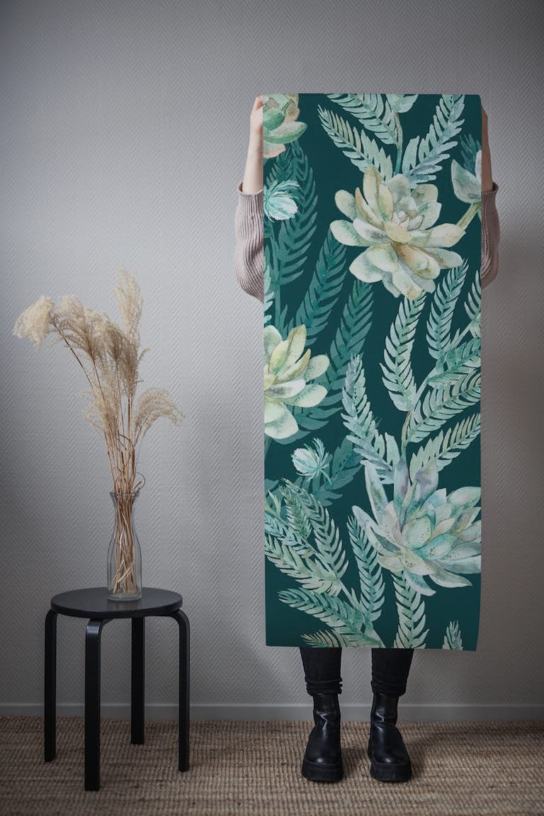 Green flowers pattern tapete roll