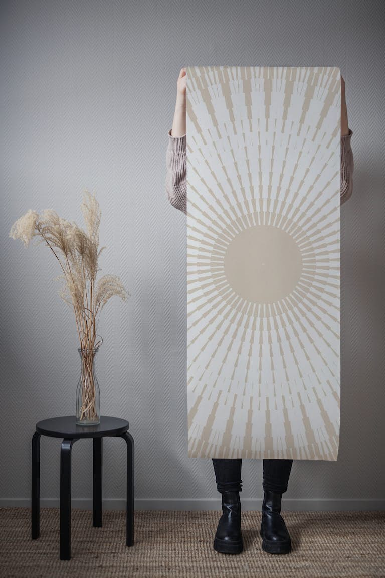 Soft Beige Sun Rays wallpaper roll