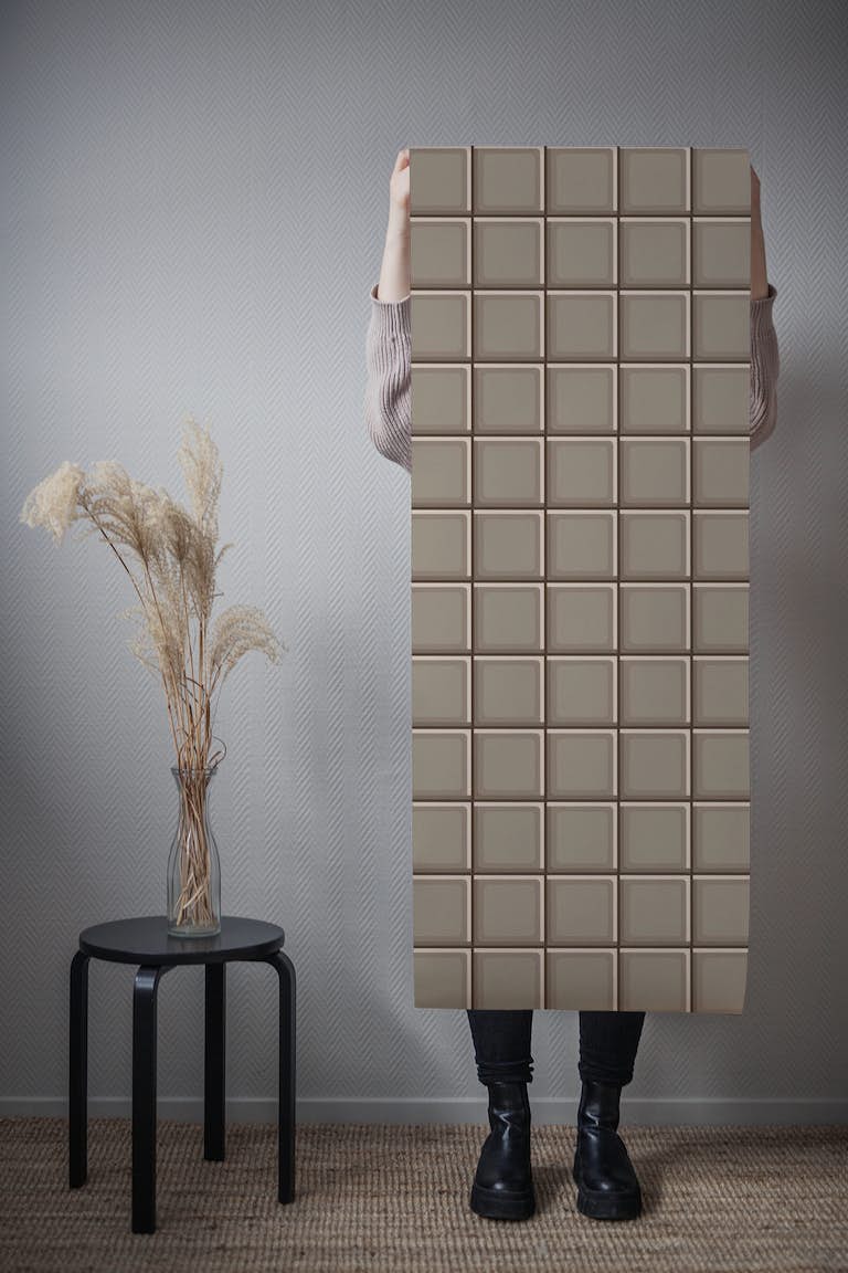 Retro Tiles Sand Beige papel de parede roll