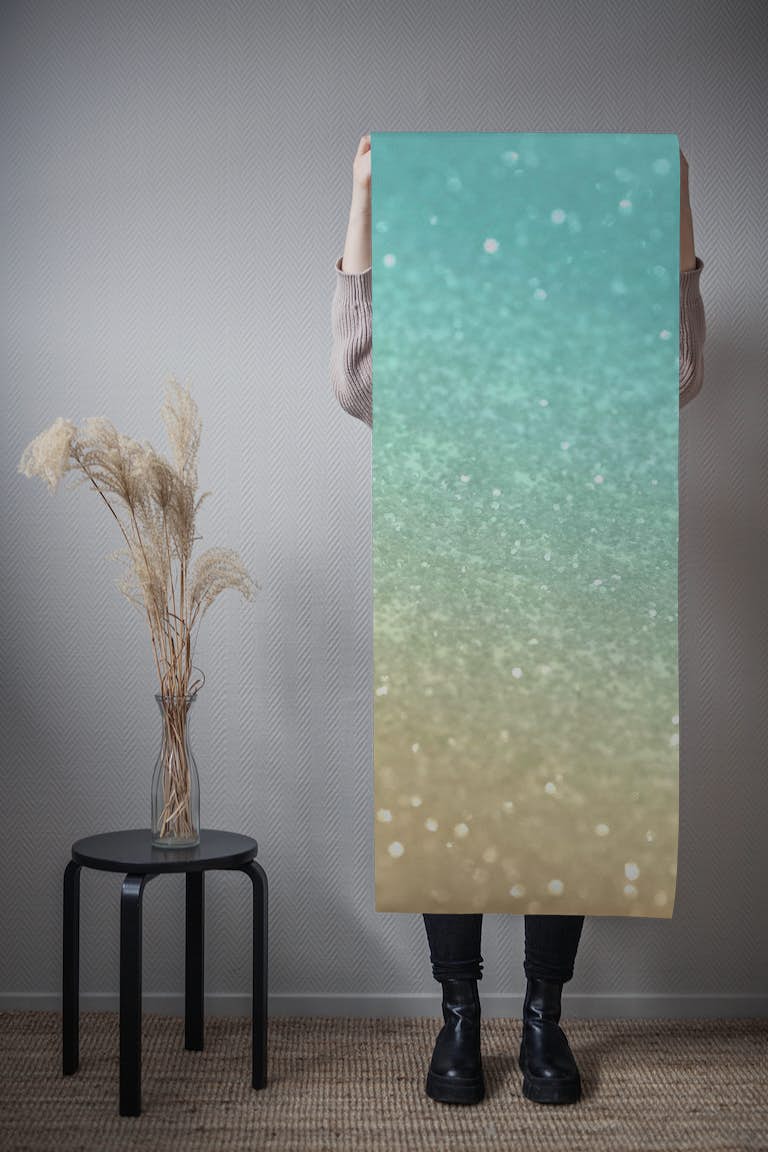Gold Aqua Teal Glitter 1 wallpaper roll