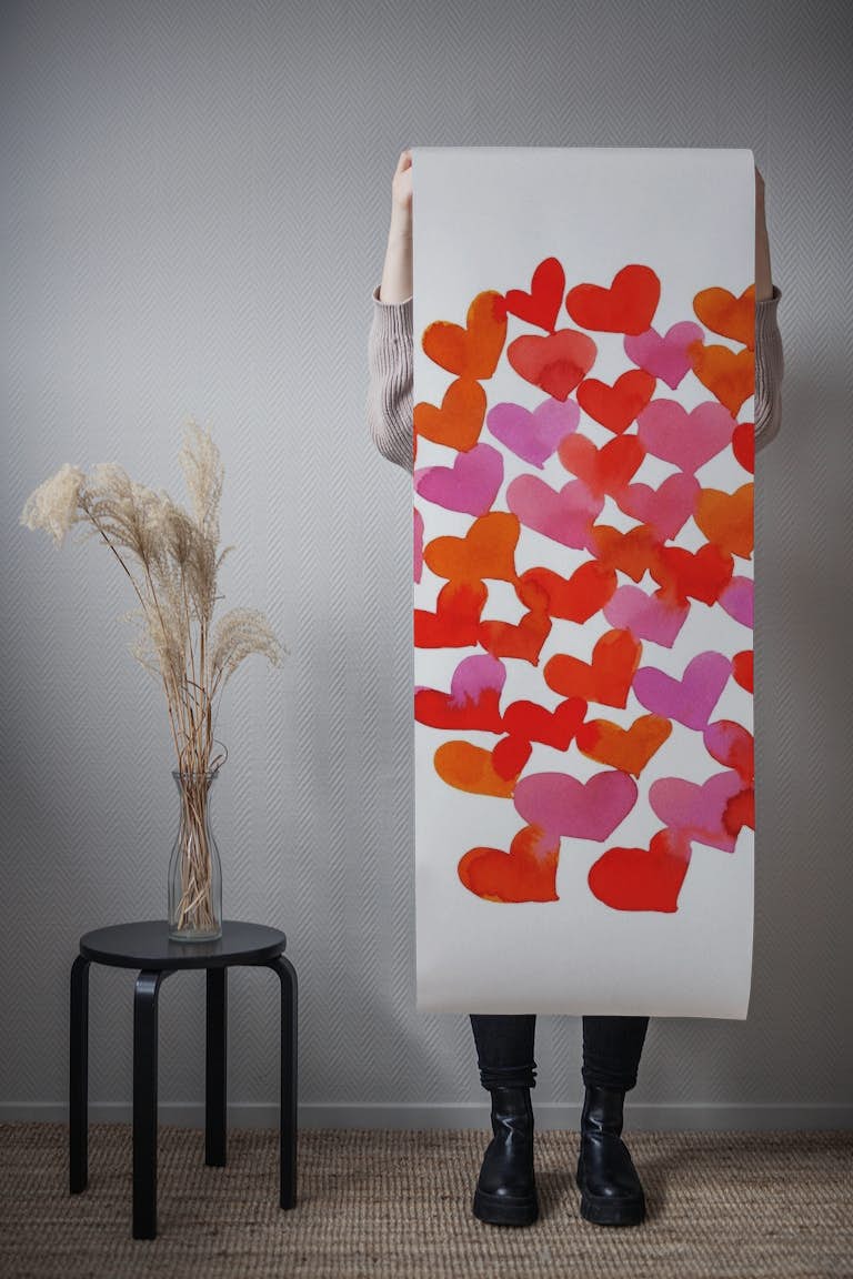 Melting hearts pink and orange papiers peint roll