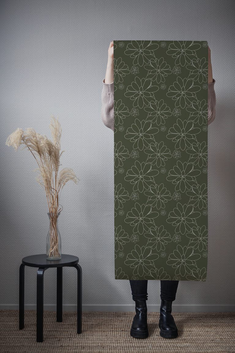 Olive Green Succulents wallpaper roll