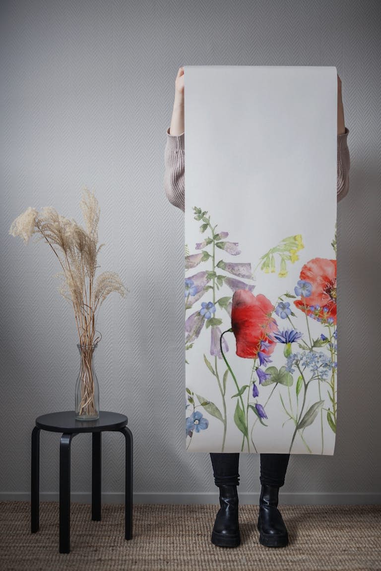 Watercolor Wildflower Meadow papel pintado roll