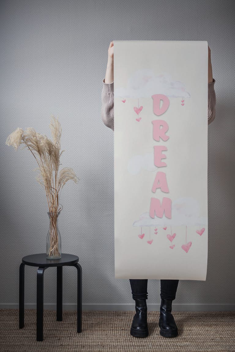 Dream - beige and pink papel de parede roll