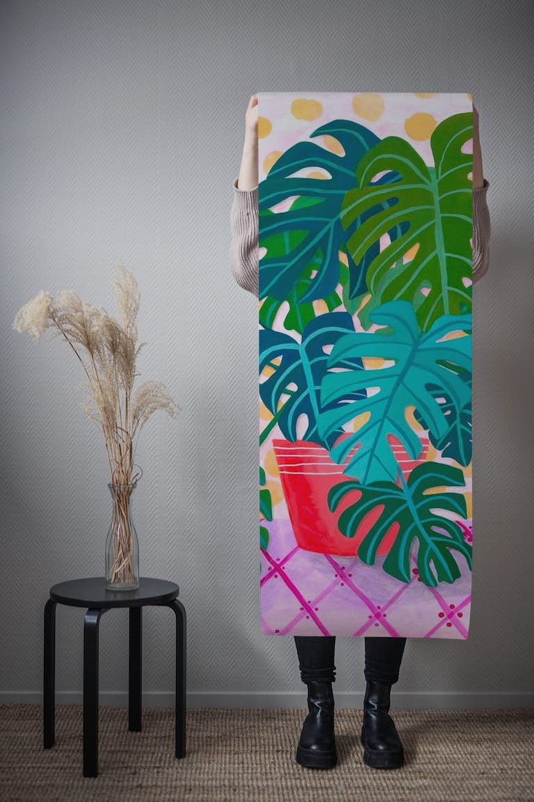 Monstera Houseplant Painting behang roll