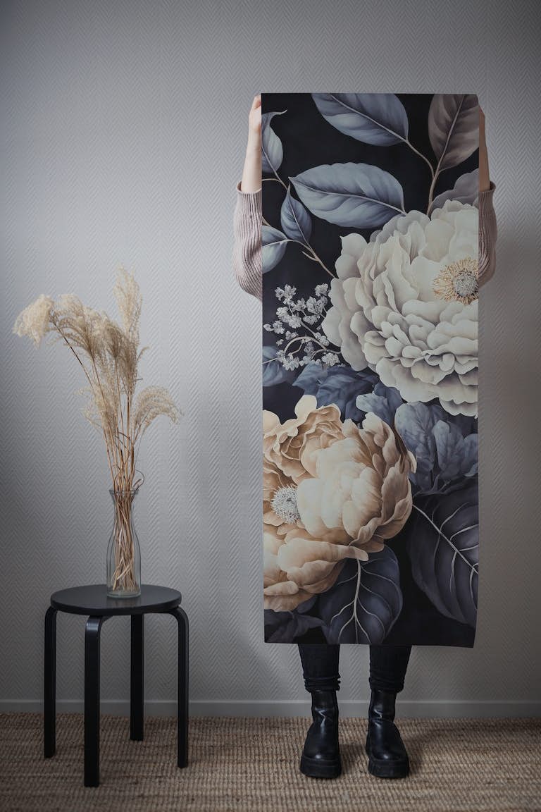 Moody Baroque Large Floral tapetit roll