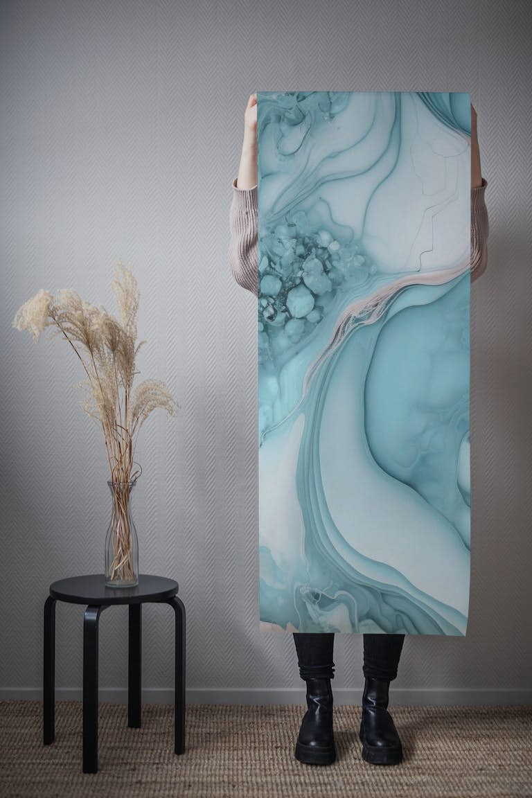 Ocean Wave Eclectic Teal Art papel pintado roll