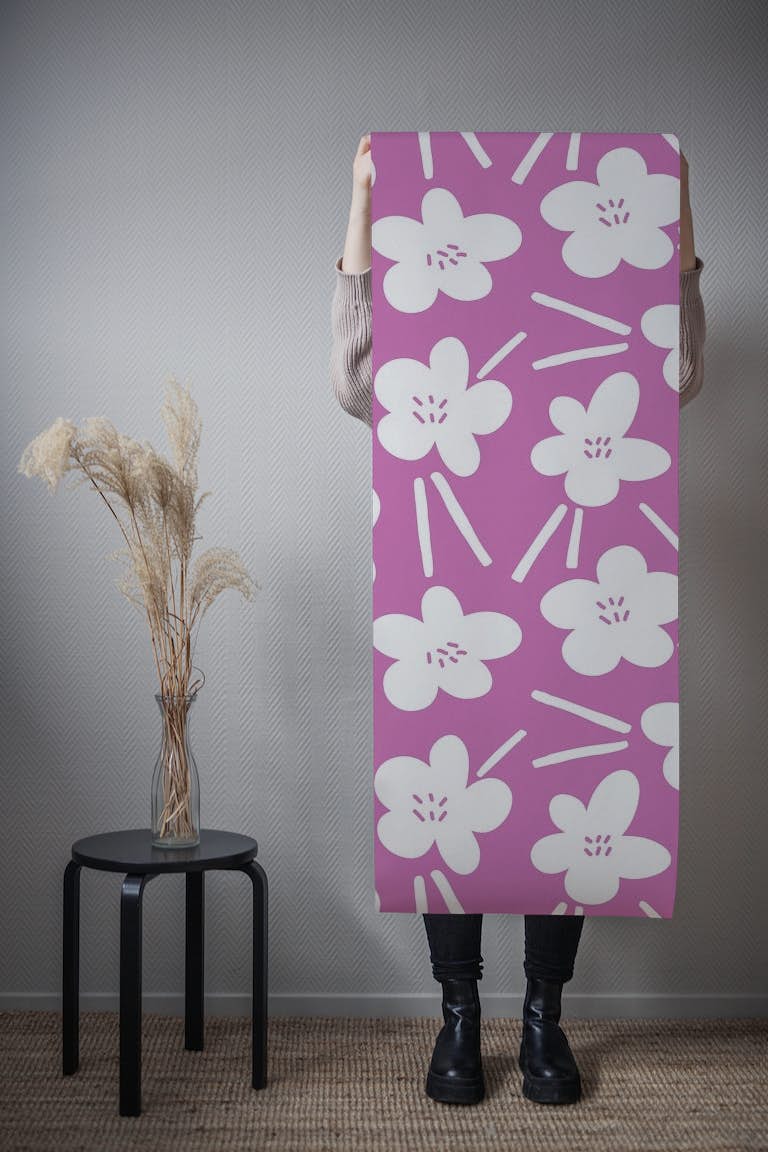Abstract Violet Flowers behang roll